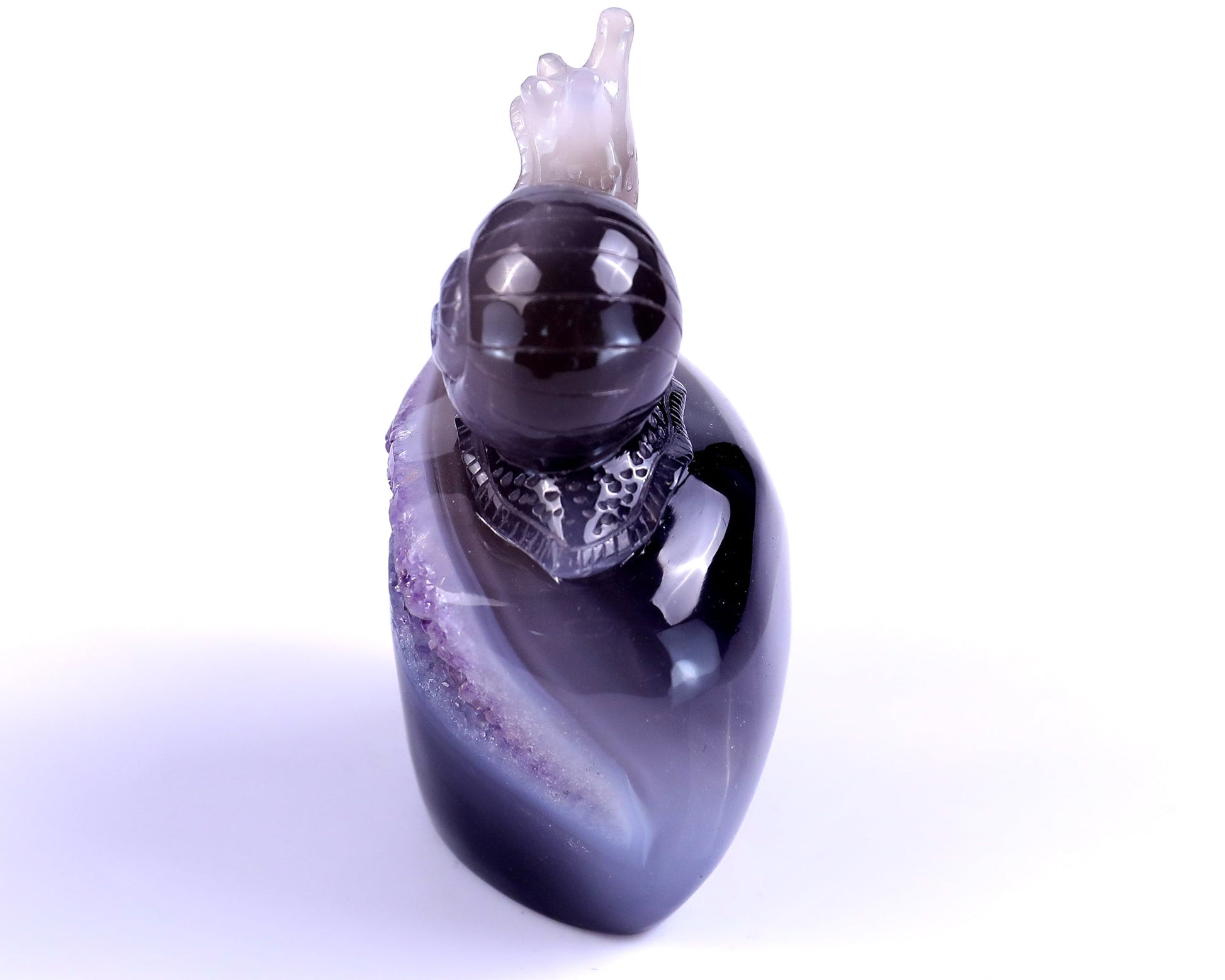 Nicedony 3.6" Amethyst Geode Agate Hand Carved Snail Sculpture - View 7