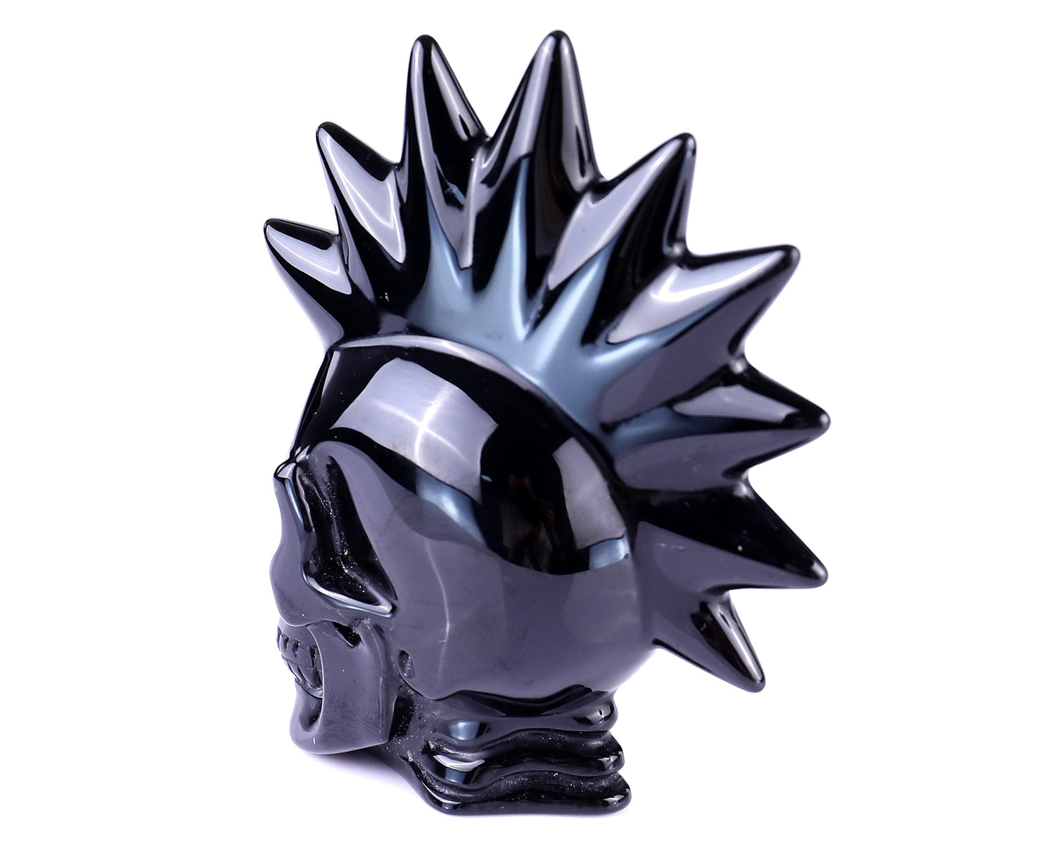 Nicedony 3.7" Black Obsidian Hand Carved Realistic Punk Skull (SKU: 5100127) - Photo 7