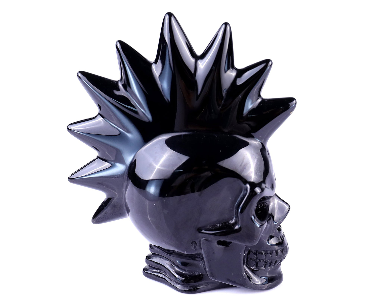 Nicedony 3.7" Black Obsidian Hand Carved Realistic Punk Skull (SKU: 5100127) - Photo 3