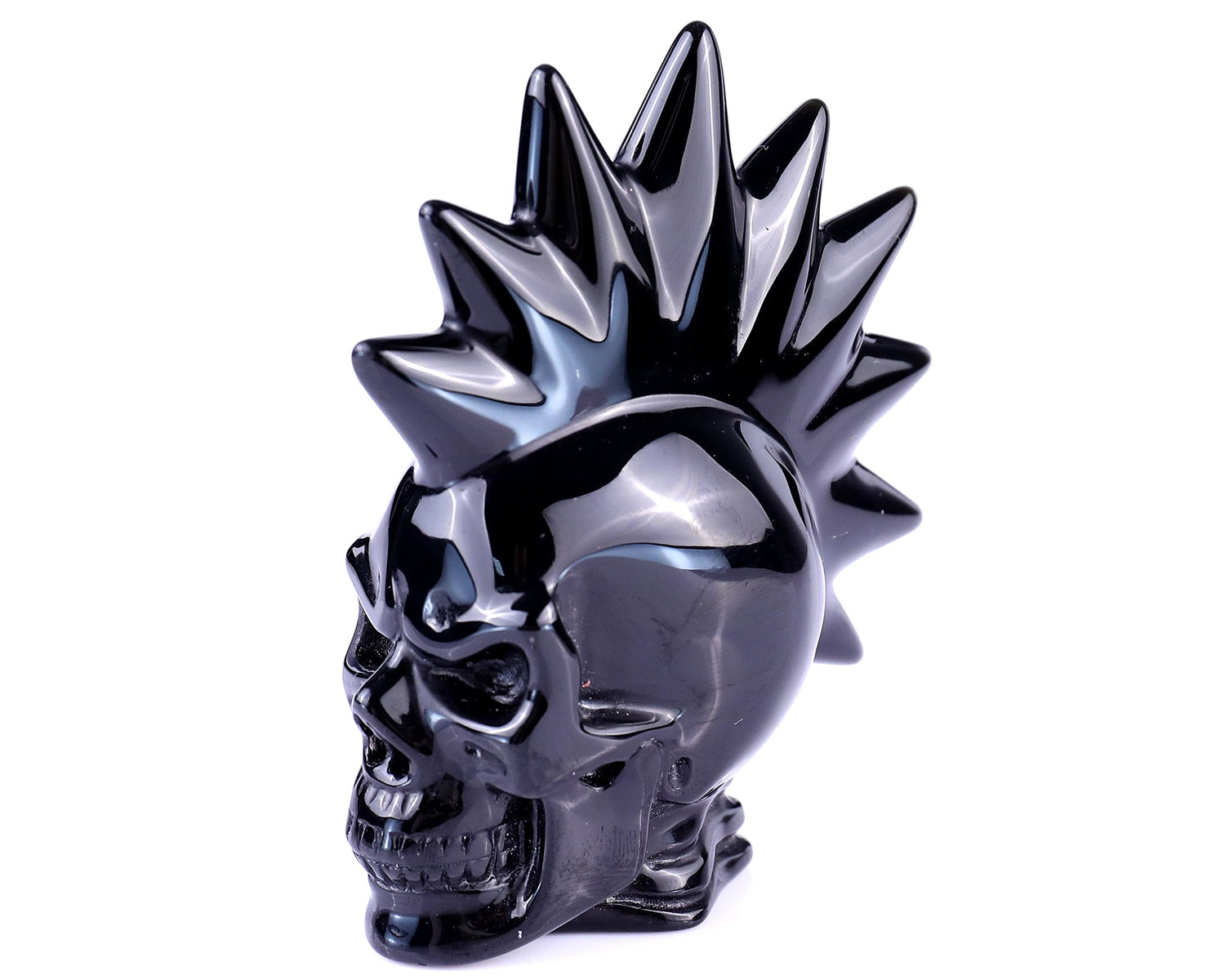 Nicedony 3.7" Black Obsidian Hand Carved Realistic Punk Skull (SKU: 5100127) - Photo 2