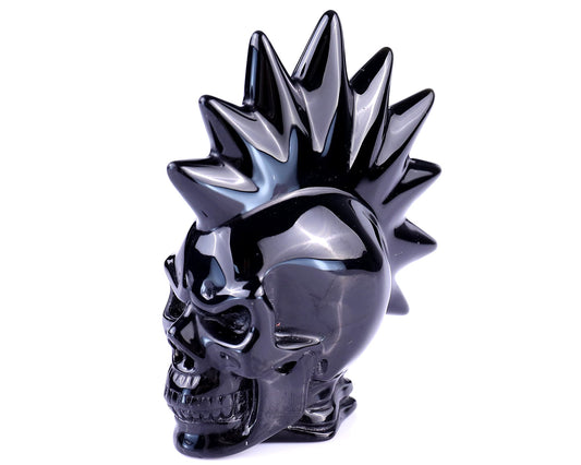 Nicedony 3.6" Black Obsidian Hand Carved Realistic Punk Skull