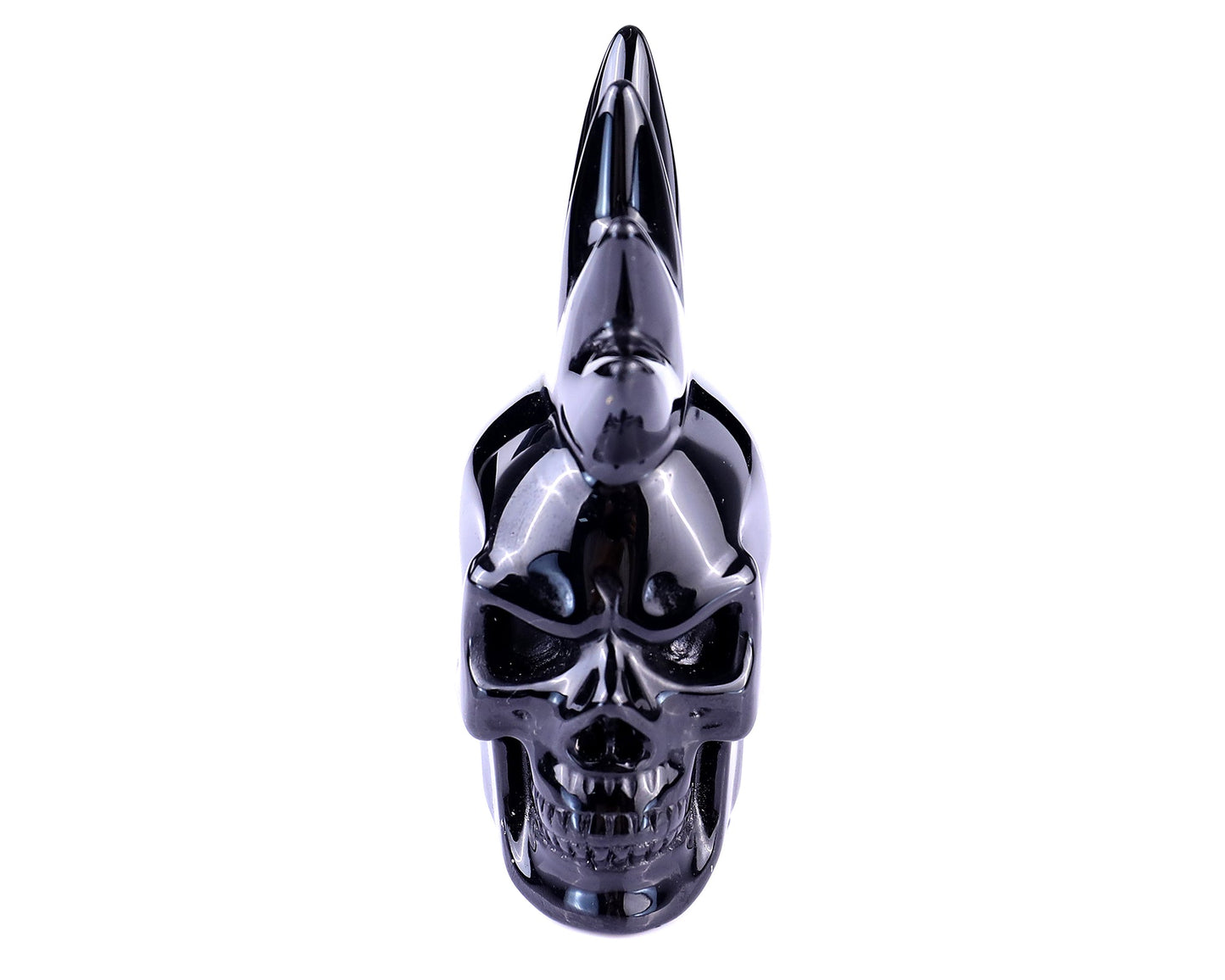 Nicedony 3.6" Black Obsidian Hand Carved Realistic Punk Skull - View 4