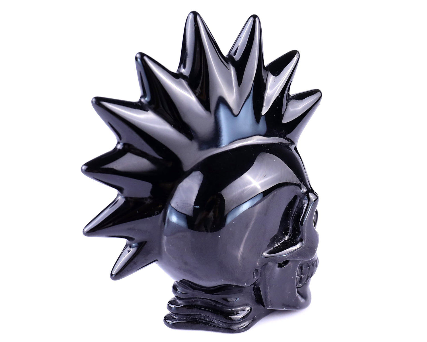 Nicedony 3.7" Black Obsidian Hand Carved Realistic Punk Skull (SKU: 5100127) - Photo 5