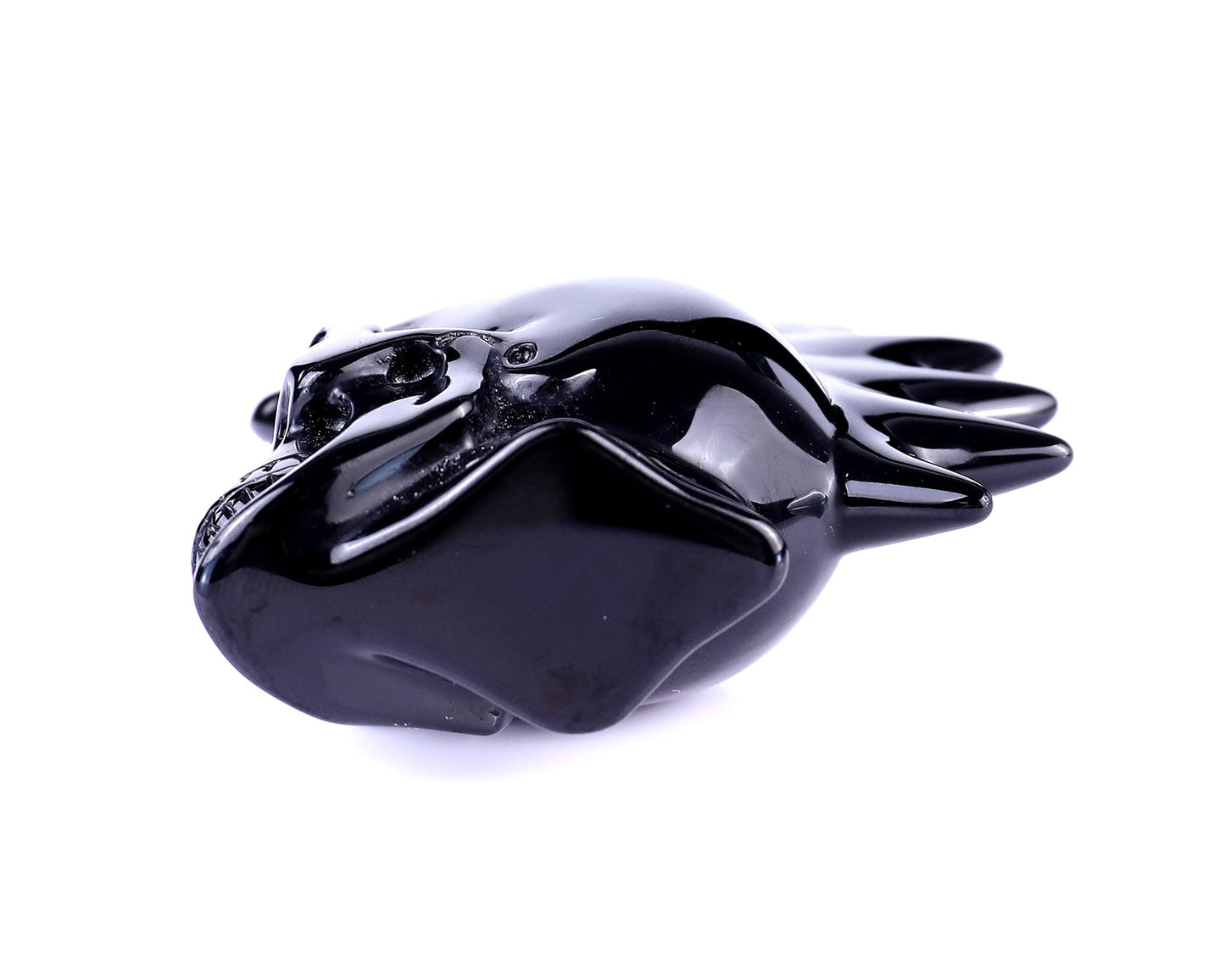 Nicedony 3.6" Black Obsidian Hand Carved Realistic Punk Skull - View 9