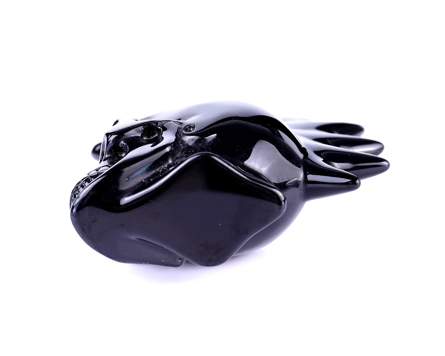 Nicedony 3.7" Black Obsidian Hand Carved Realistic Punk Skull (SKU: 5100127) - Photo 9