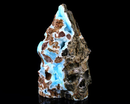 Nicedony 3.6" Blue Aragonite Hand Carved Skull Sculpture - View 4