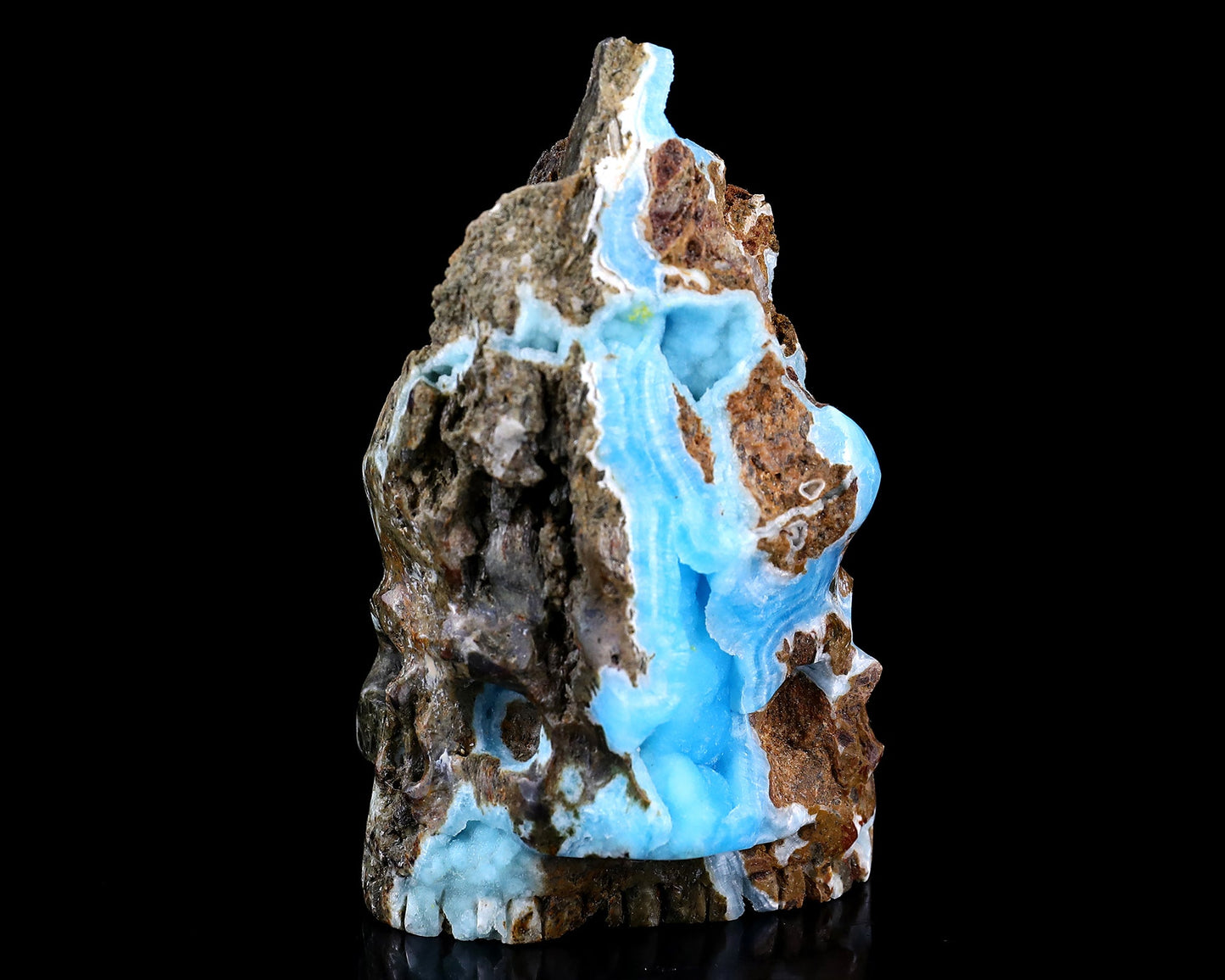 Nicedony 3.6" Blue Aragonite Hand Carved Skull Sculpture - View 3