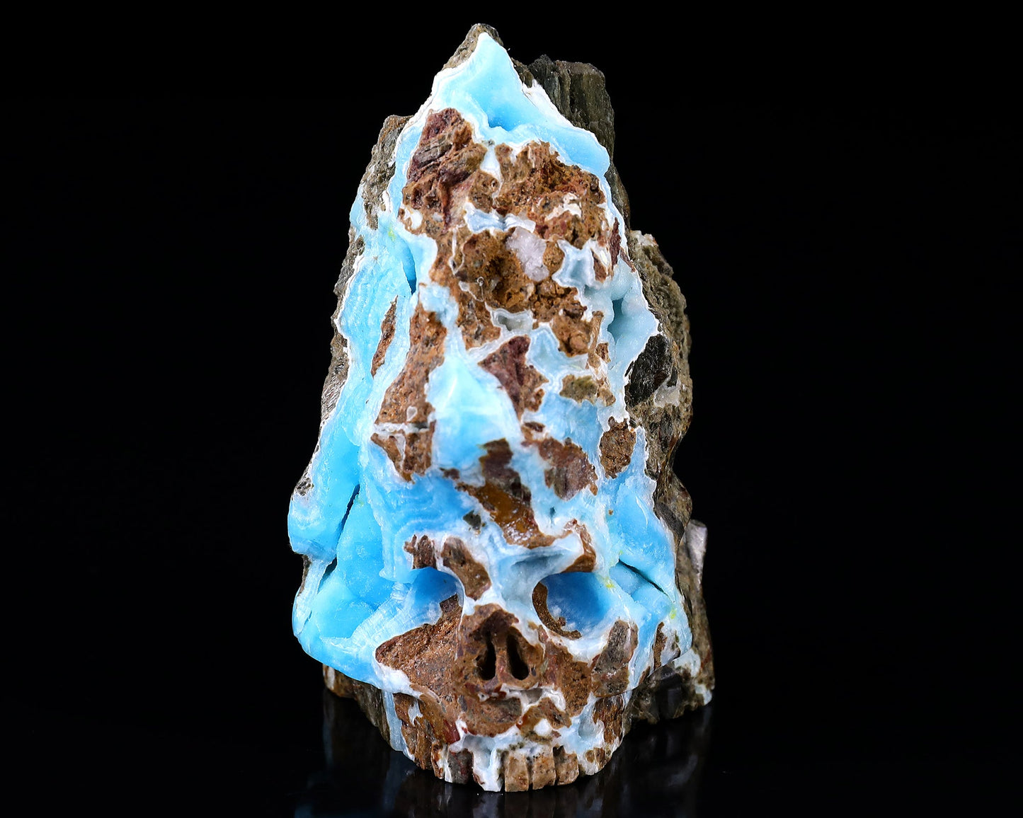 Nicedony 3.6" Blue Aragonite Hand Carved Skull Sculpture - View 2