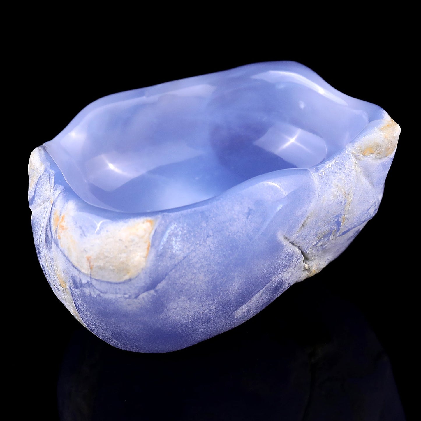 Nicedony 3.6" Blue Chalcedony Hand Carved Crystal Bowl - View 6