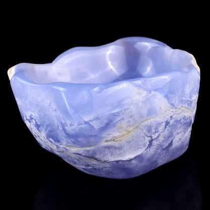 Nicedony 3.6" Blue Chalcedony Hand Carved Crystal Bowl - View 4