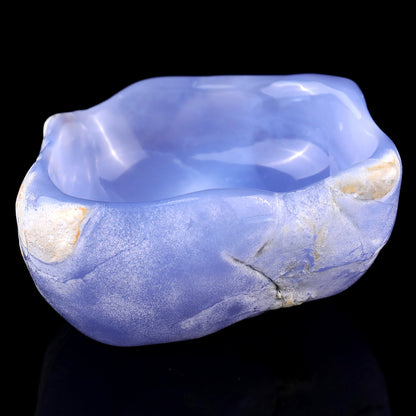 Nicedony 3.6" Blue Chalcedony Hand Carved Crystal Bowl - View 2