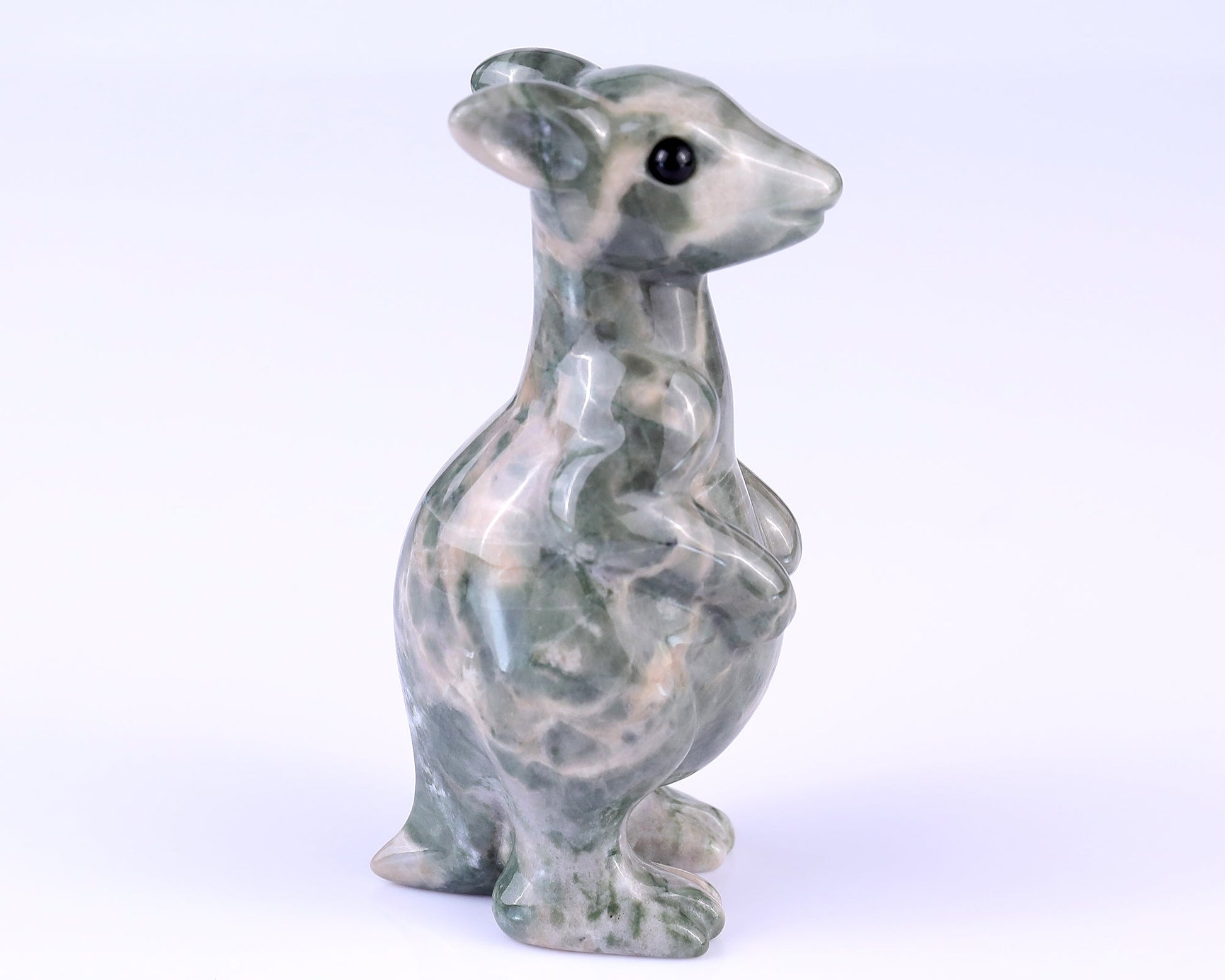 Nicedony 3.6" Jiulong Jade Hand Carved Crystal Kangaroo Sculpture - View 3