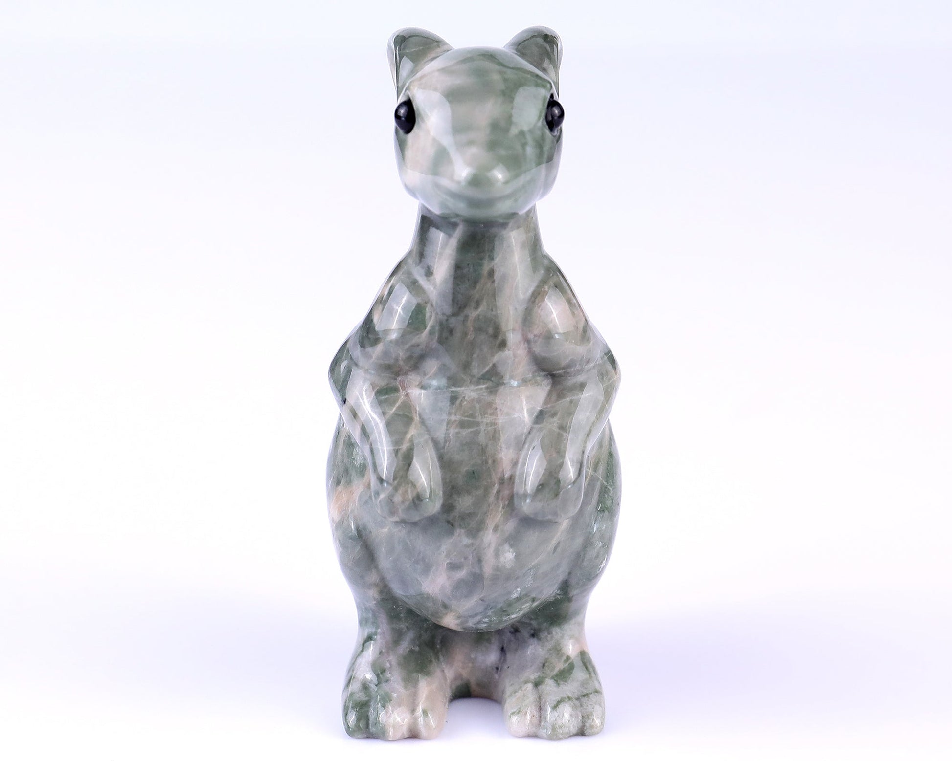 Nicedony 3.6" Jiulong Jade Hand Carved Crystal Kangaroo Sculpture - #S100097