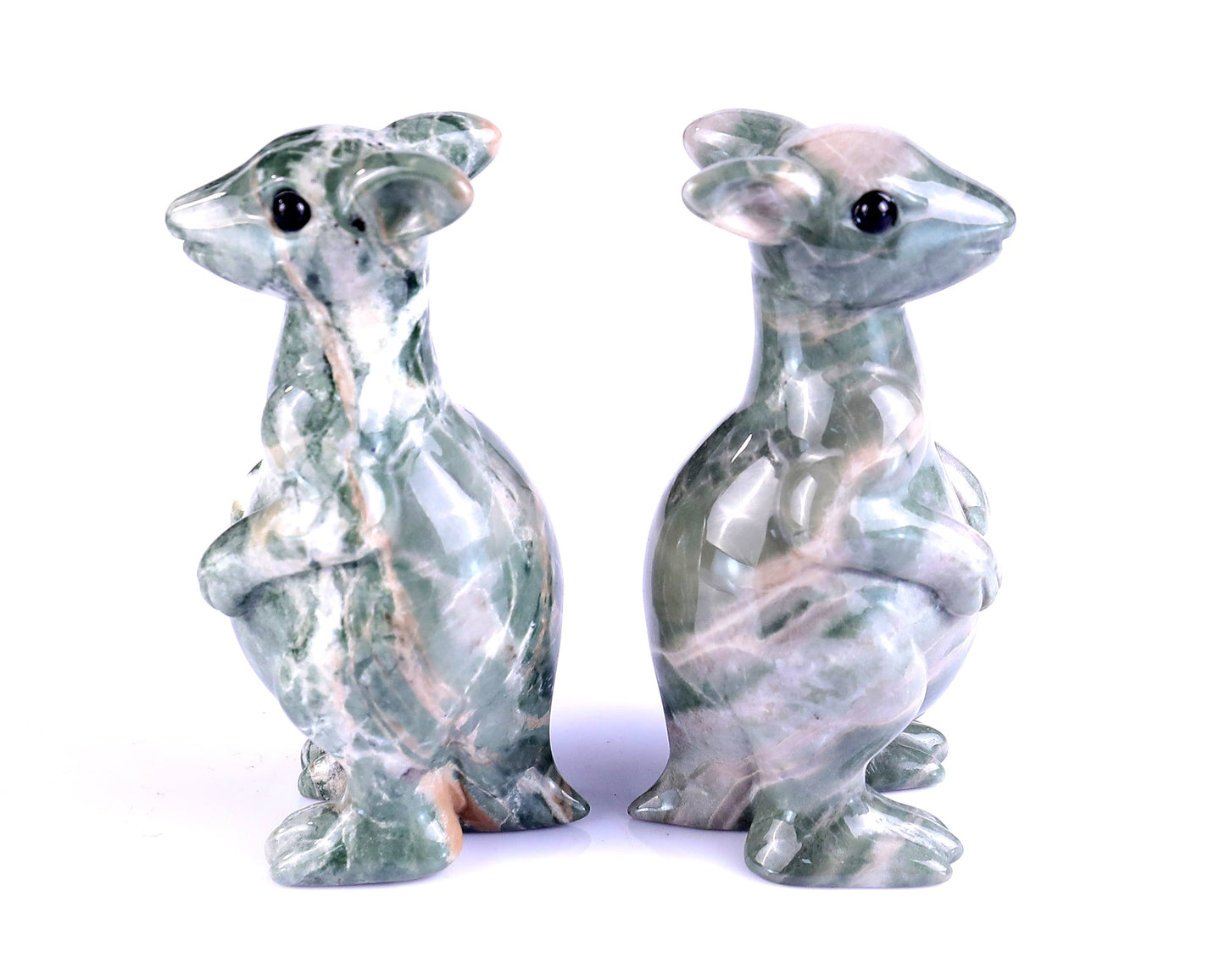 Nicedony 3.6" Jiulong Jade Hand Carved Crystal Kangaroo Sculpture - View 12