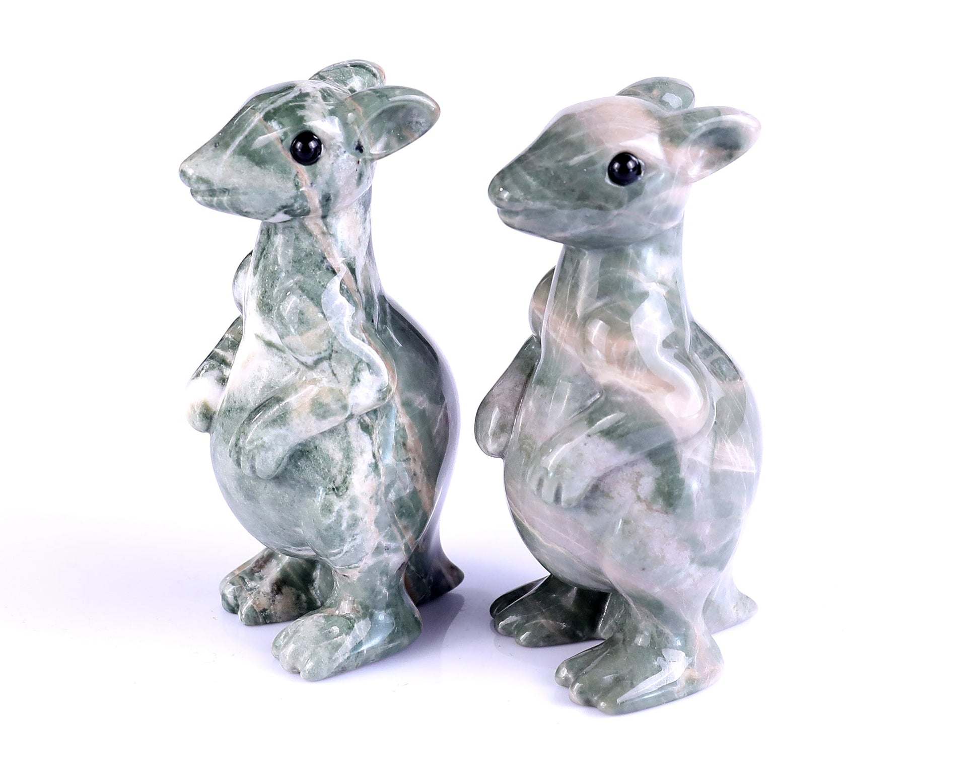 Nicedony 3.6" Jiulong Jade Hand Carved Crystal Kangaroo Sculpture - View 8