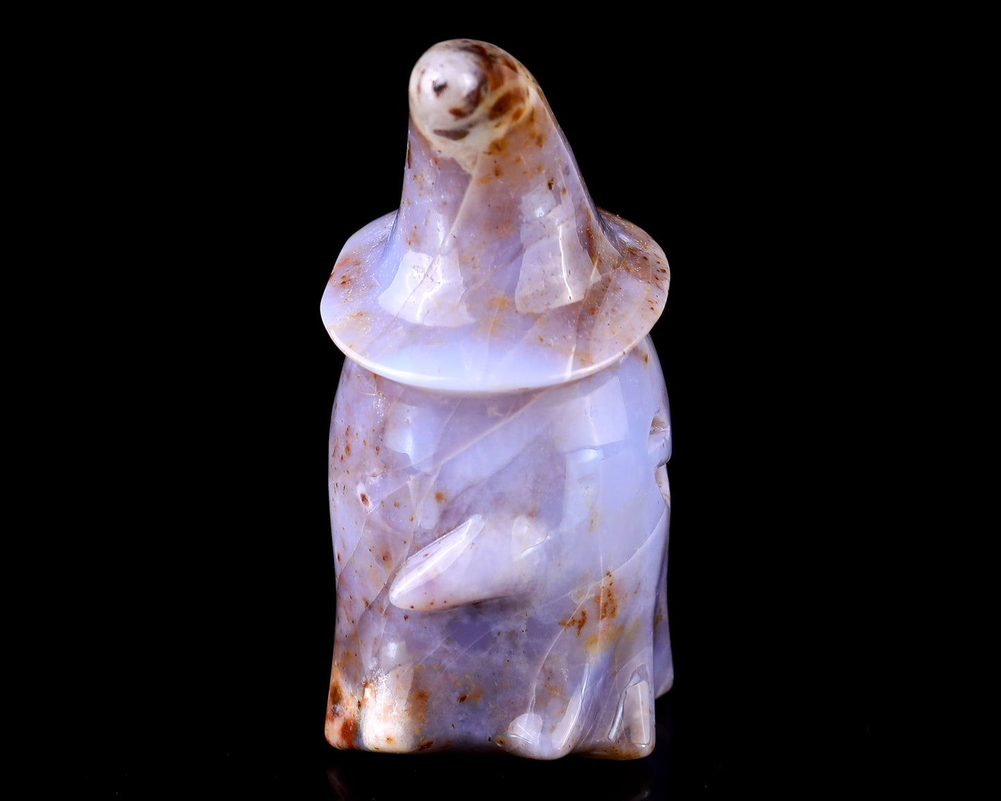 Nicedony 3.6” Chalcedony Hand Carved Crystal Wizard Ghost Sculpture - View 4