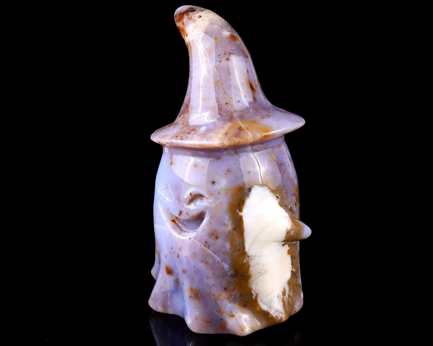Nicedony 3.6” Chalcedony Hand Carved Crystal Wizard Ghost Sculpture - View 9