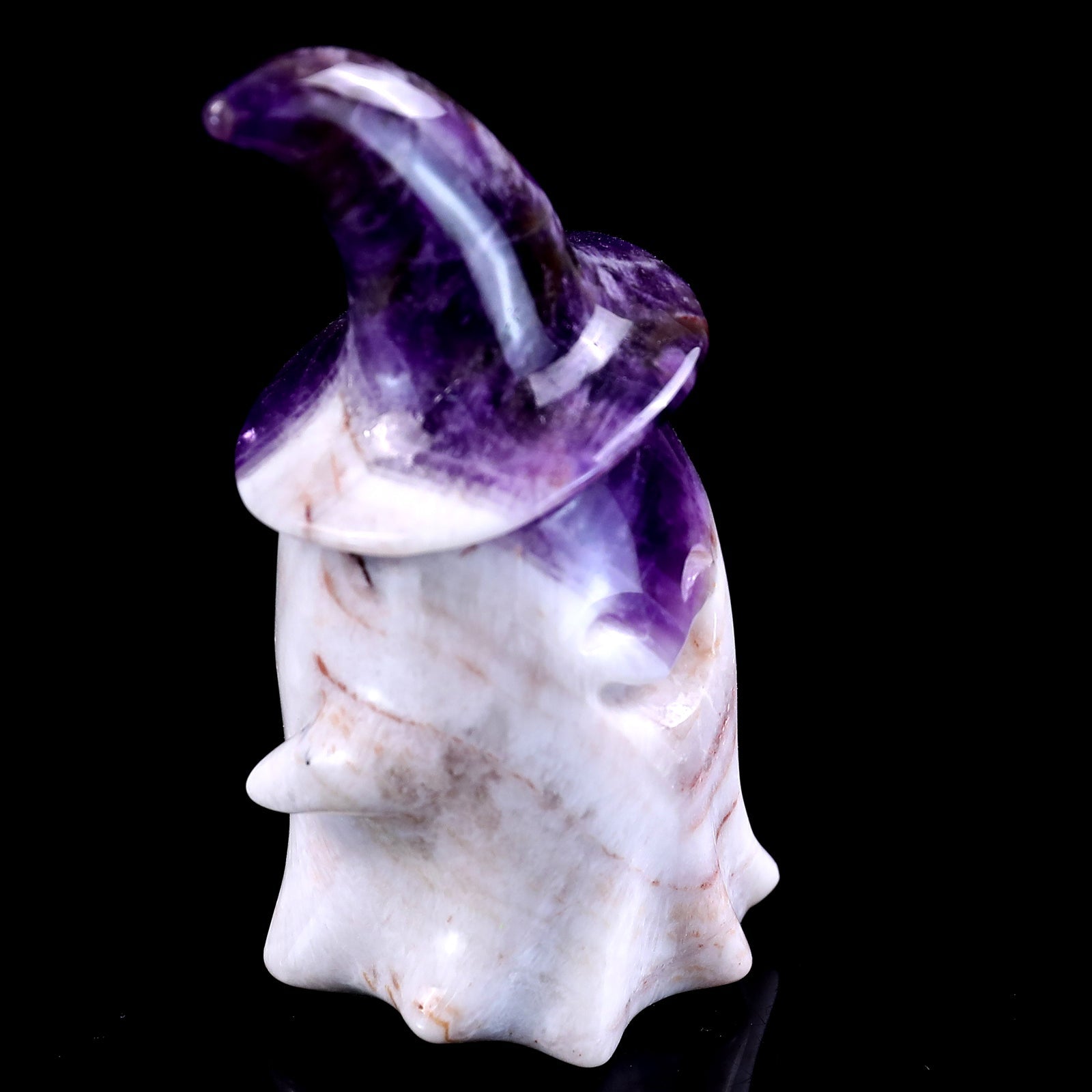 Nicedony 3.6” Natural Dream Amethyst Hand Carved Crystal Wizard Ghost Sculpture, Halloween Gift