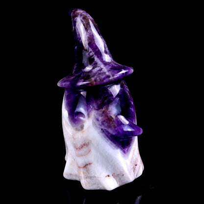 Nicedony 3.6” Natural Dream Amethyst Hand Carved Crystal Wizard Ghost Sculpture, Halloween Gift - View 7