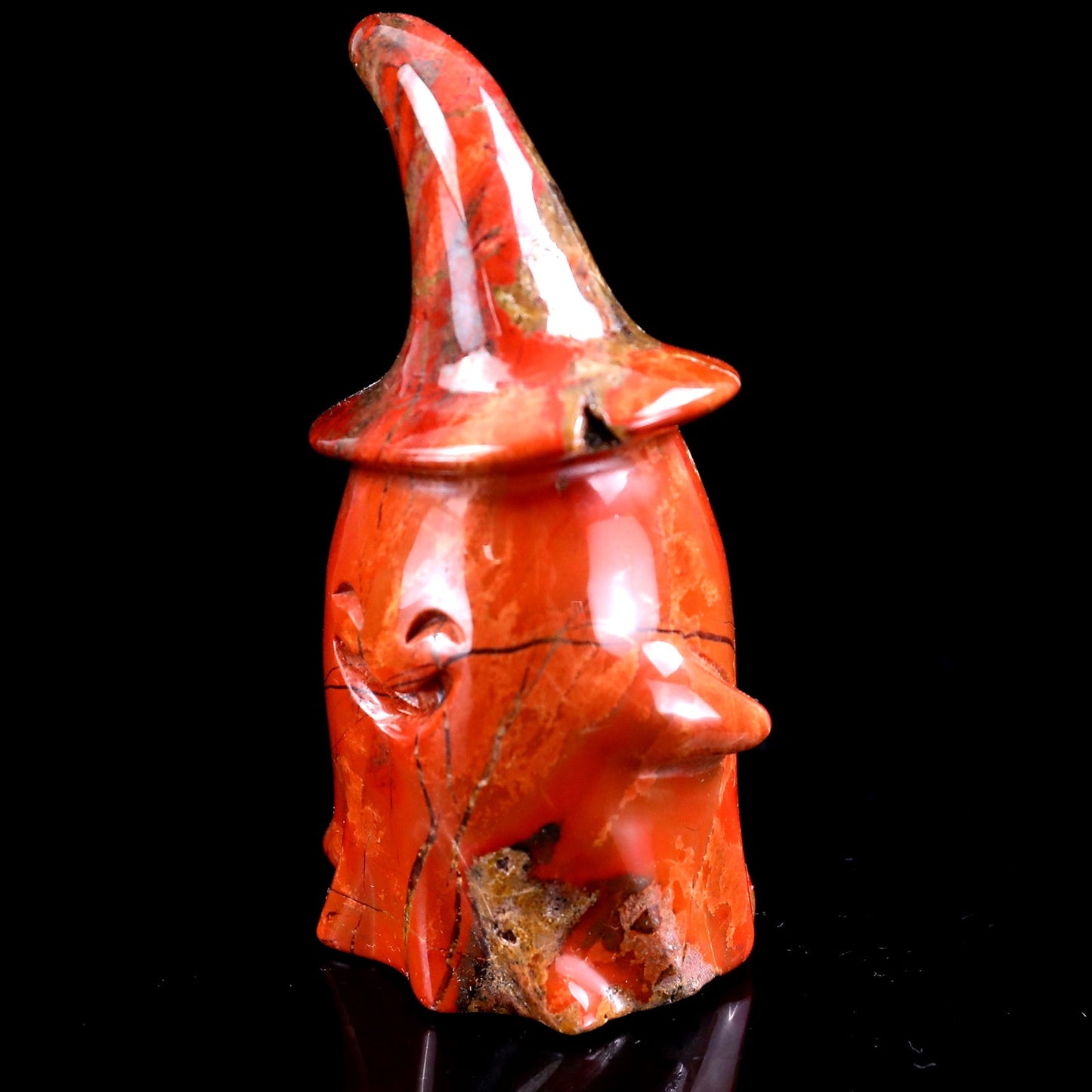 Nicedony 3.6” Natural Red Jasper Hand Carved Crystal Wizard Ghost Sculpture, Halloween Gift - View 7