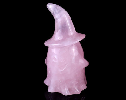 Nicedony 3.6” Natural Rose Quartz Hand Carved Crystal Wizard Ghost Sculpture, Halloween Gift - View 9