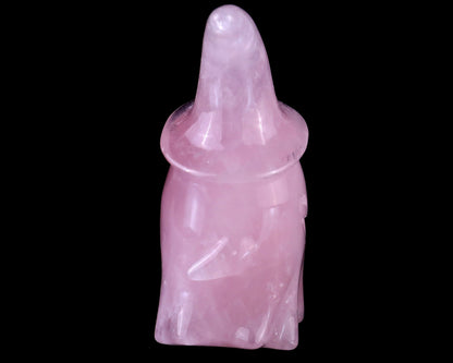 Nicedony 3.6” Natural Rose Quartz Hand Carved Crystal Wizard Ghost Sculpture, Halloween Gift - View 4