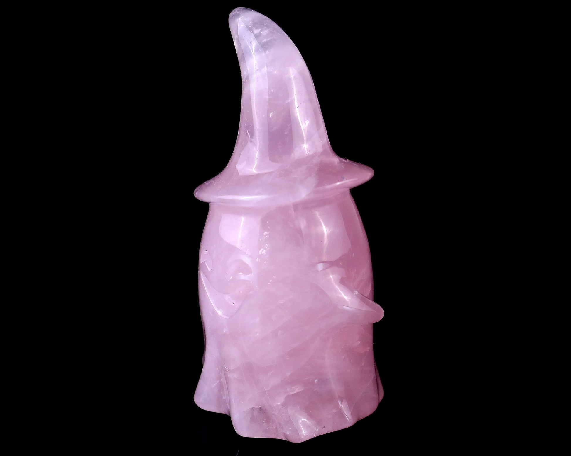 Nicedony 3.6” Natural Rose Quartz Hand Carved Crystal Wizard Ghost Sculpture, Halloween Gift - View 7