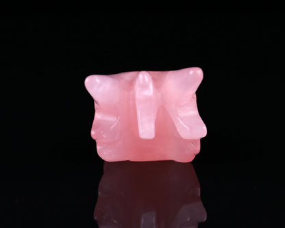 Nicedony 3.6" Rose Quartz Hand Carved Crystal Phoenix Skull Sculpture - View 5