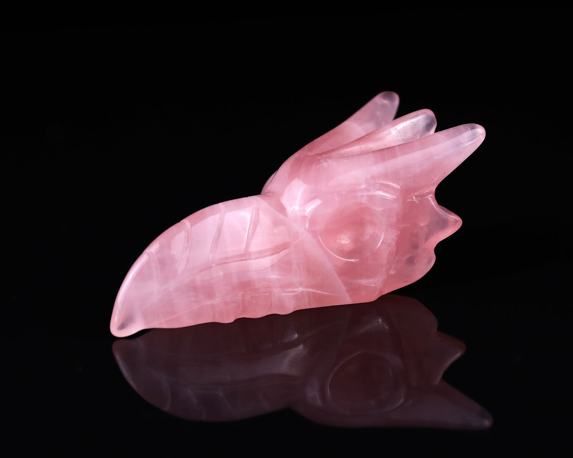 Nicedony 3.6" Rose Quartz Hand Carved Crystal Phoenix Skull Sculpture - View 7