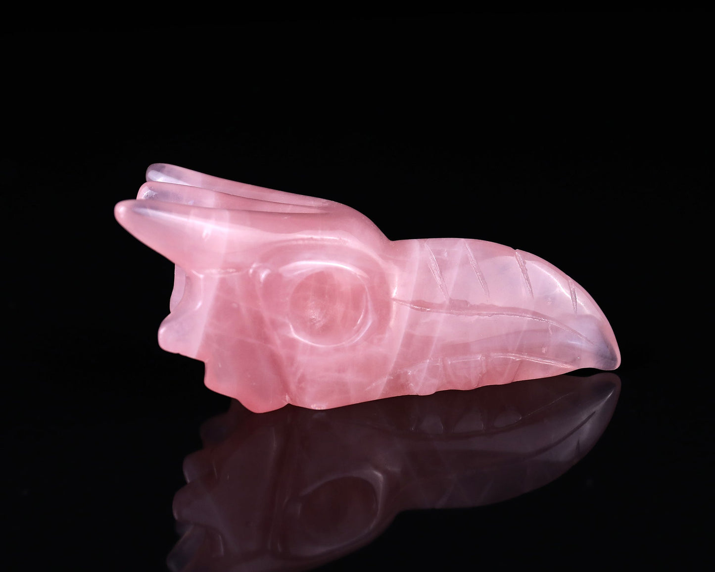 Nicedony 3.6" Rose Quartz Hand Carved Crystal Phoenix Skull Sculpture - View 3