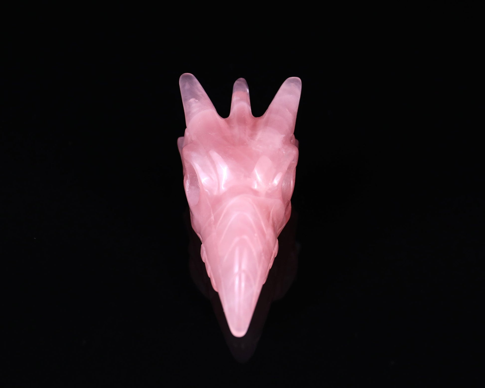 Nicedony 3.6" Rose Quartz Hand Carved Crystal Phoenix Skull Sculpture - View 2