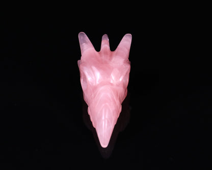 Nicedony 3.6" Rose Quartz Hand Carved Crystal Phoenix Skull Sculpture - View 2
