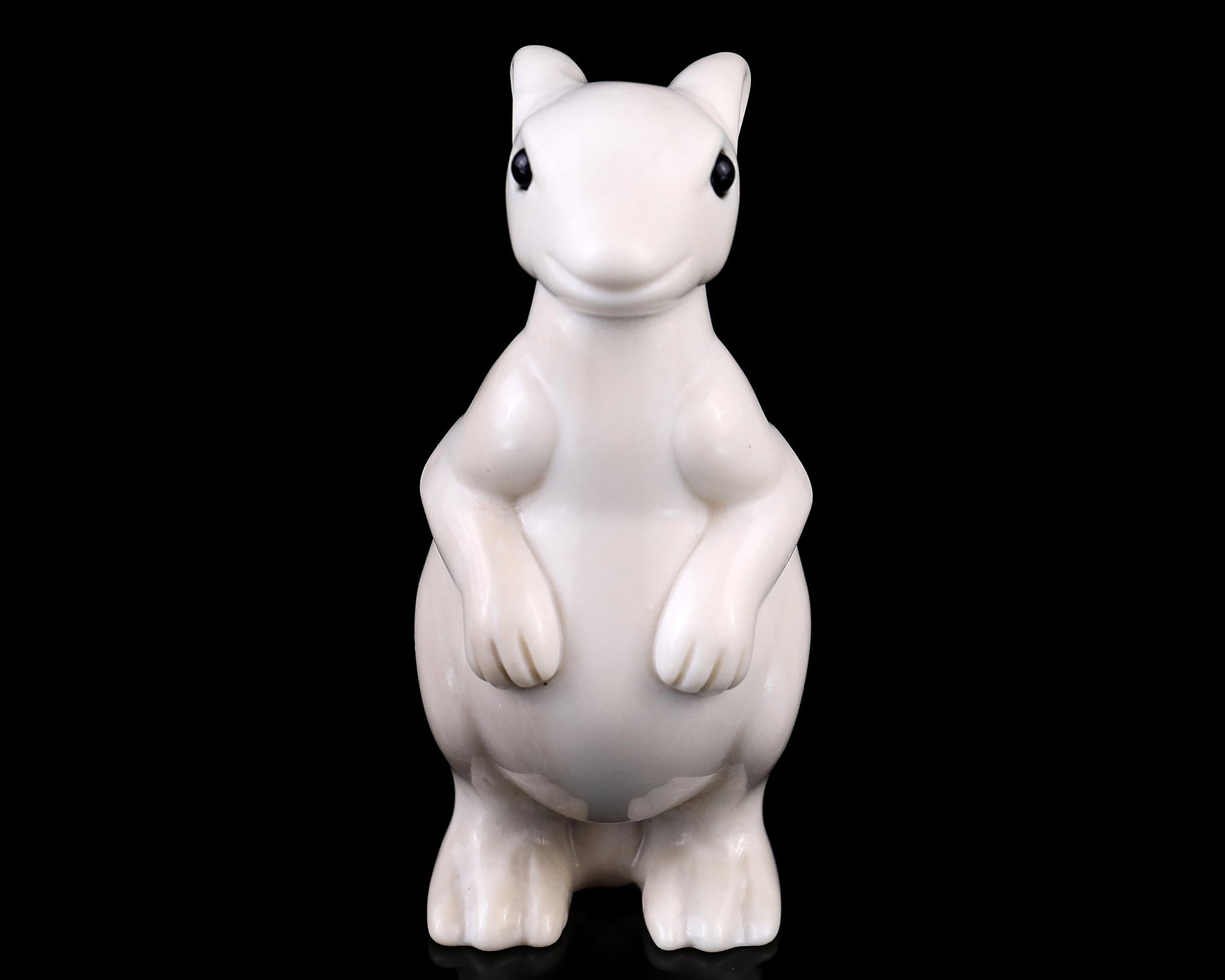 Nicedony 3.6" White Jade Hand Carved Crystal Kangaroo Sculpture - View 2