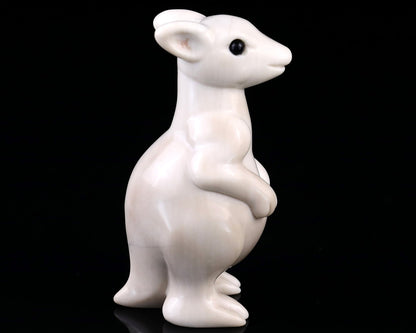 Nicedony 3.6" White Jade Hand Carved Crystal Kangaroo Sculpture - View 3