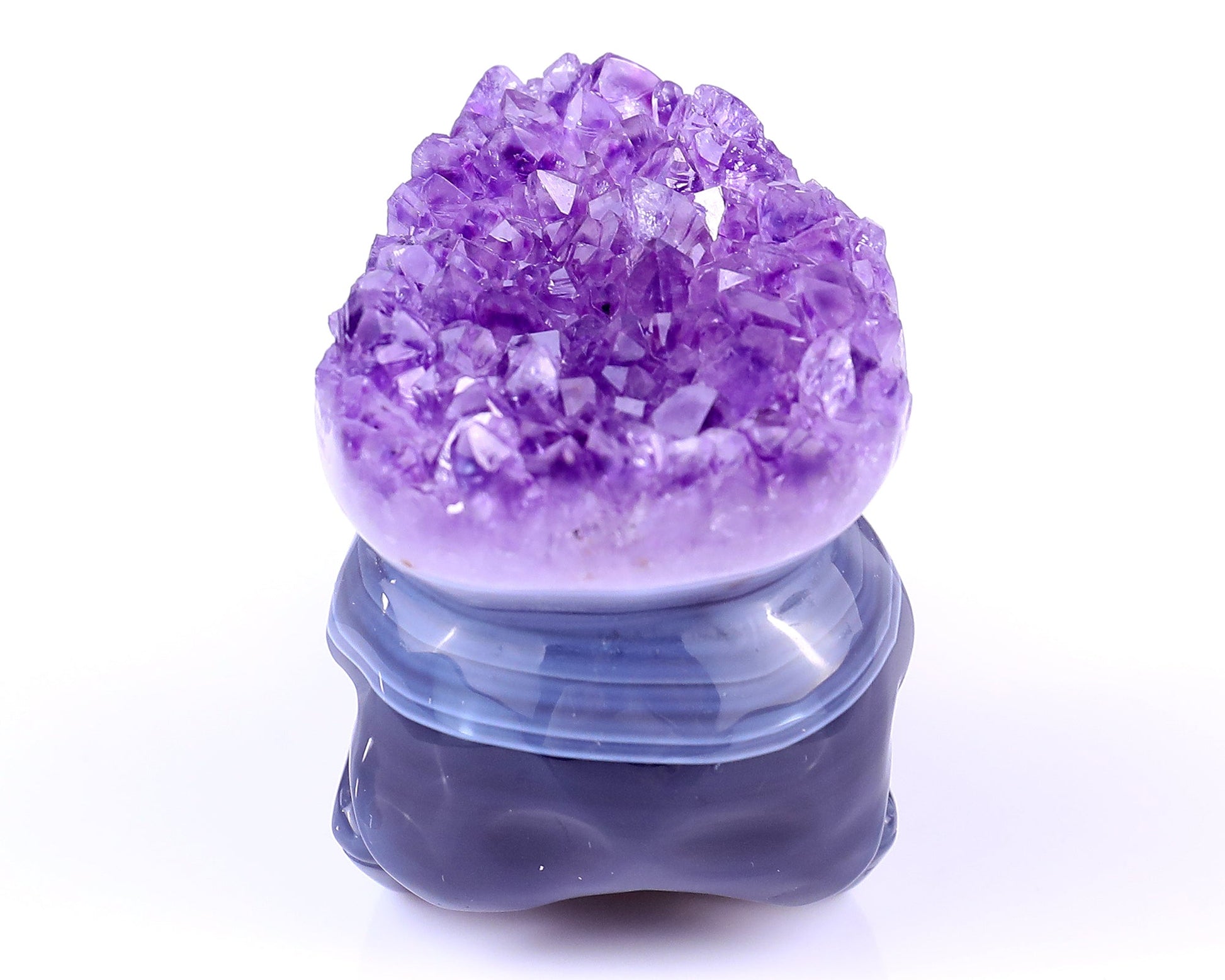 Nicedony 3.7" Amethyst Druse Agate Hand Carved Crystal Raven Skull Sculpture - View 3