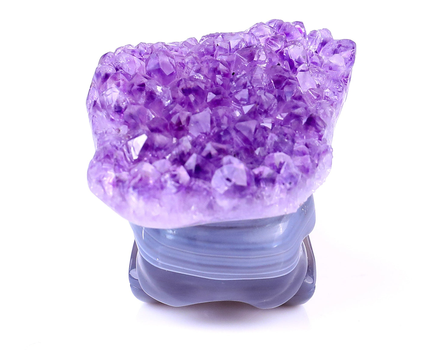 Nicedony 3.7" Amethyst Druse Agate Hand Carved Crystal Raven Skull Sculpture - View 5