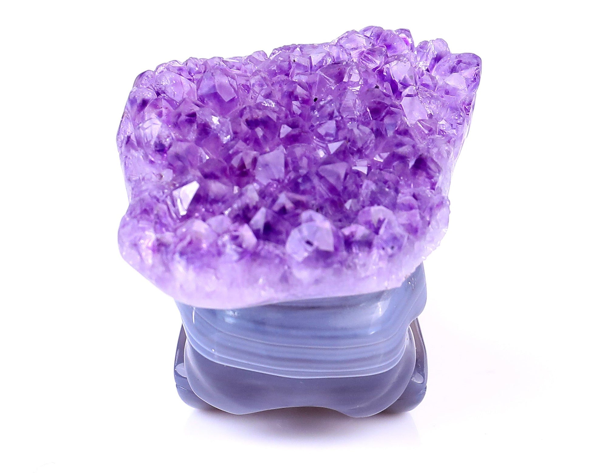 Nicedony 3.7" Amethyst Druse Agate Hand Carved Crystal Raven Skull Sculpture - View 5