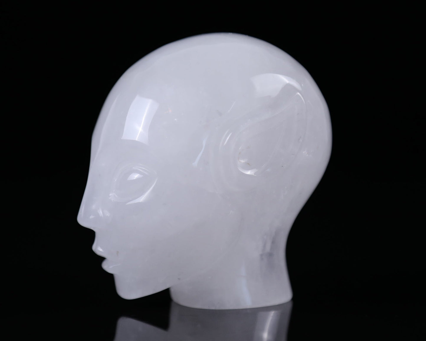 Nicedony 3.7" Angolan Quartz Hand Carved Crystal Elf Alien Sculpture
