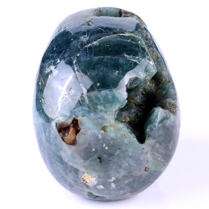 Nicedony 3.7" Blue Apatite Hand Carved Realistic Skull Sculpture - View 6