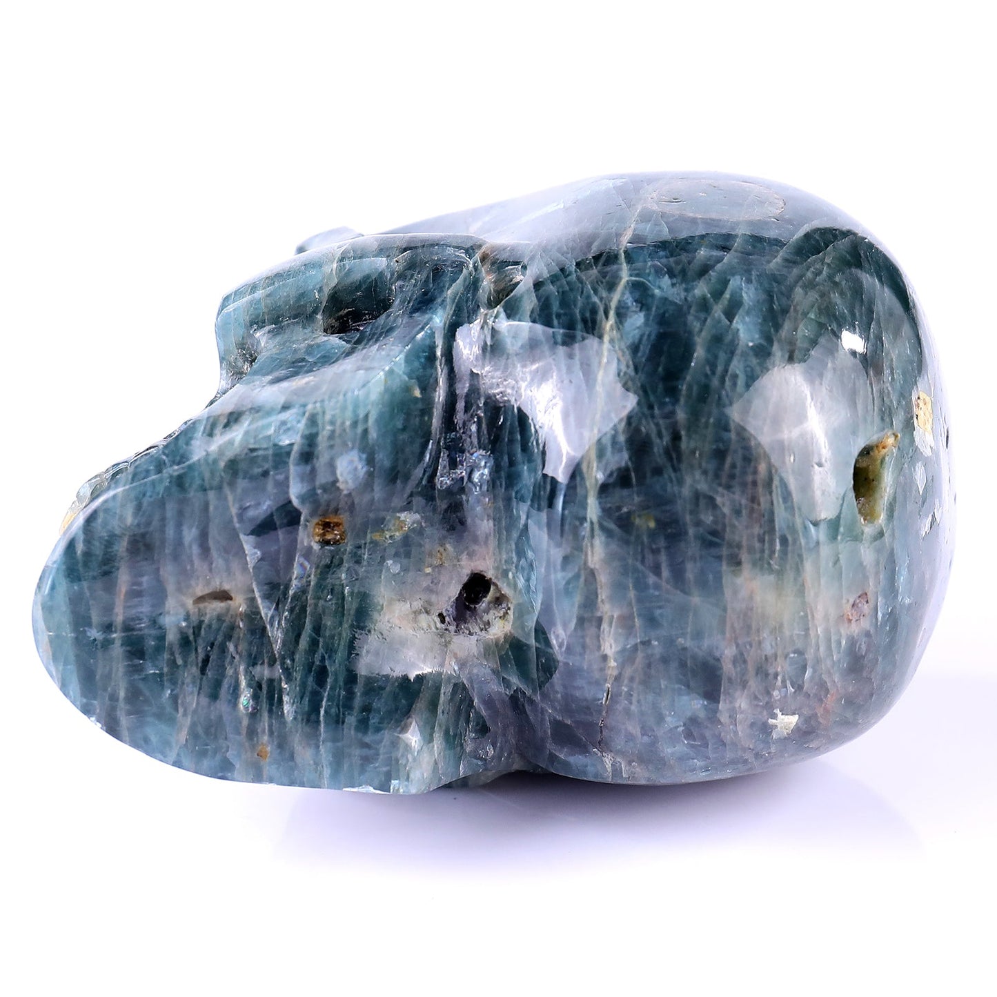 Nicedony 3.7" Blue Apatite Hand Carved Realistic Skull Sculpture - View 9