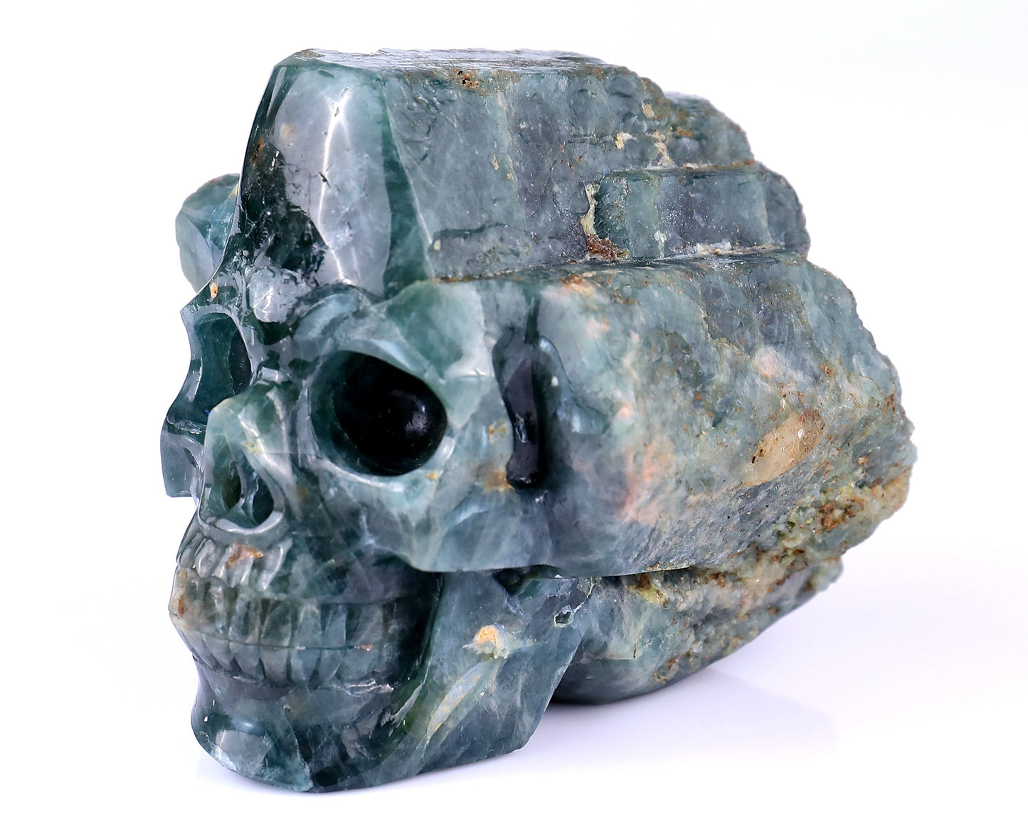 Nicedony 3.7" Blue Apatite Hand Carved Skull Sculpture - View 7