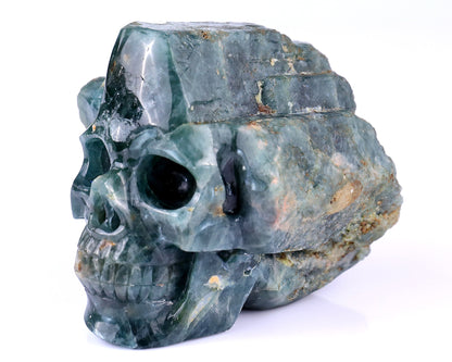 Nicedony 3.7" Blue Apatite Hand Carved Skull Sculpture - View 7