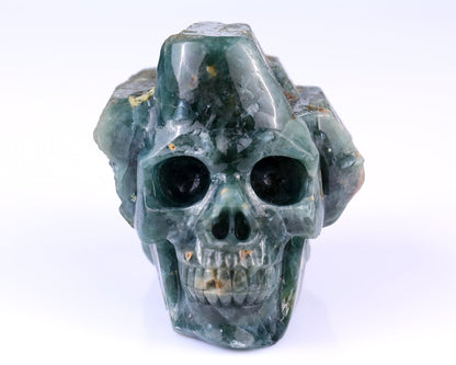 Nicedony 3.7" Blue Apatite Hand Carved Skull Sculpture - View 2
