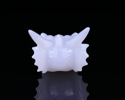 Nicedony 3.7" Blue Chalcedony Hand Carved Dragon Skull Sculpture - View 6