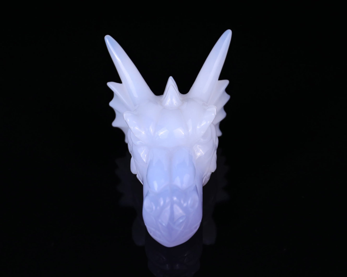 Nicedony 3.7" Blue Chalcedony Hand Carved Dragon Skull Sculpture - View 2