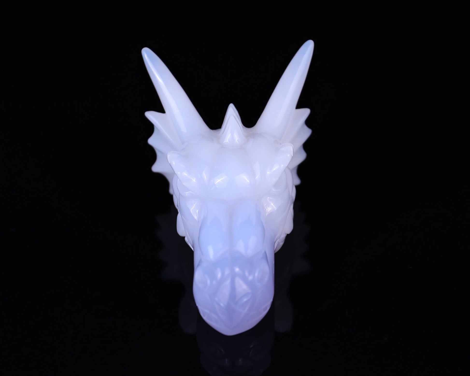 Nicedony 3.7" Blue Chalcedony Hand Carved Dragon Skull Sculpture - View 2