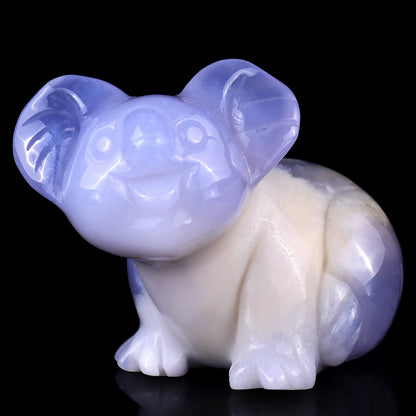 Nicedony 3.7" Blue Chalcedony Hand Carved Crystal Koala Sculpture