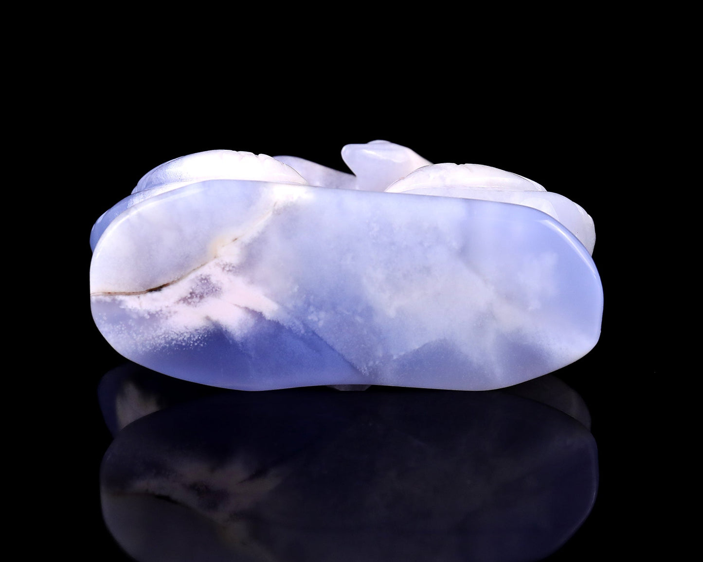 Nicedony 3.7" Blue Chalcedony Hand Carved Crystal Swans Sculpture - View 7