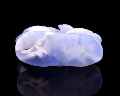 Nicedony 3.7" Blue Chalcedony Hand Carved Crystal Swans Sculpture - View 7