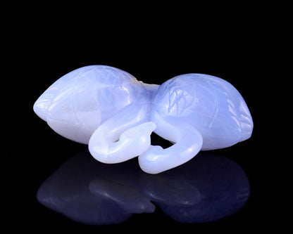 Nicedony 3.7" Blue Chalcedony Hand Carved Crystal Swans Sculpture - View 16